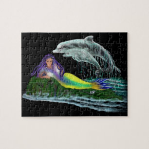 Mermaid with dolphins jigsaw puzzle