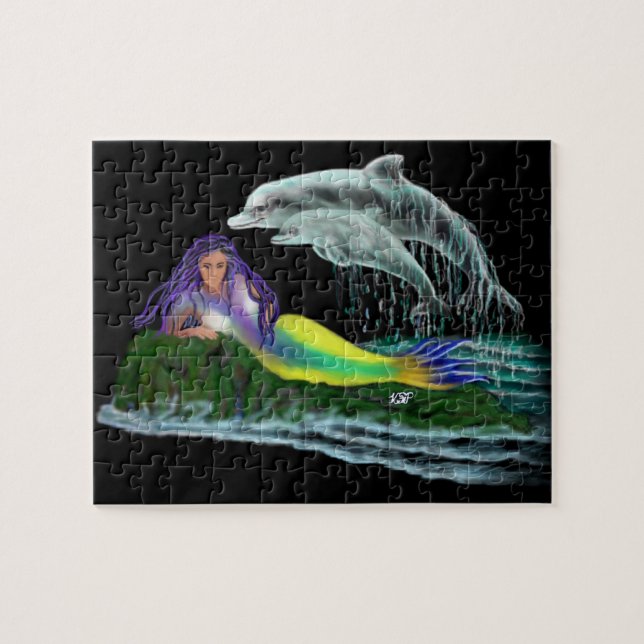 Mermaid with dolphins jigsaw puzzle (Horizontal)