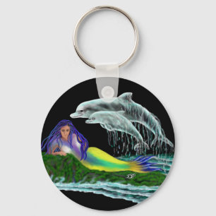 Mermaid with Dolphins Keychain