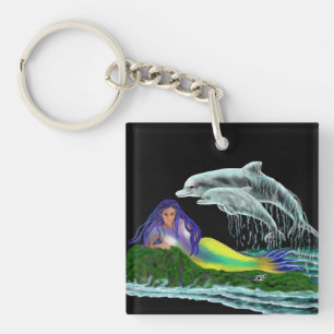 Mermaid with Dolphins Keychain