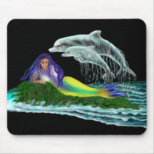 Mermaid with Dolphins Mouse Pad