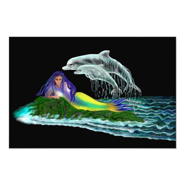 Mermaid with Dolphins Photo Print (Front)