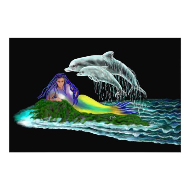 Mermaid with Dolphins Photo Print (Front)