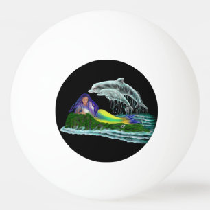 Mermaid with Dolphins Ping Pong Ball