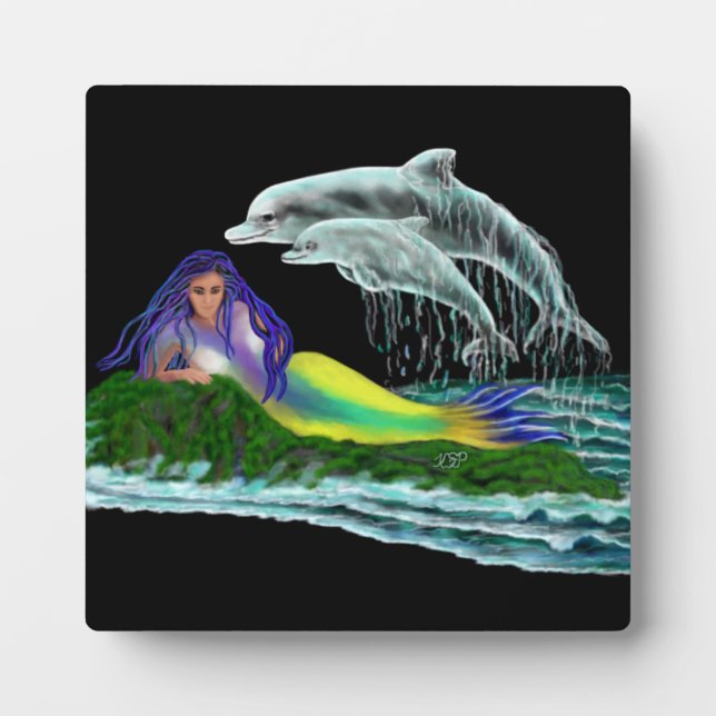 Mermaid with Dolphins Plaque (Front)