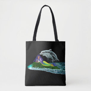Mermaid with Dolphins Tote Bag