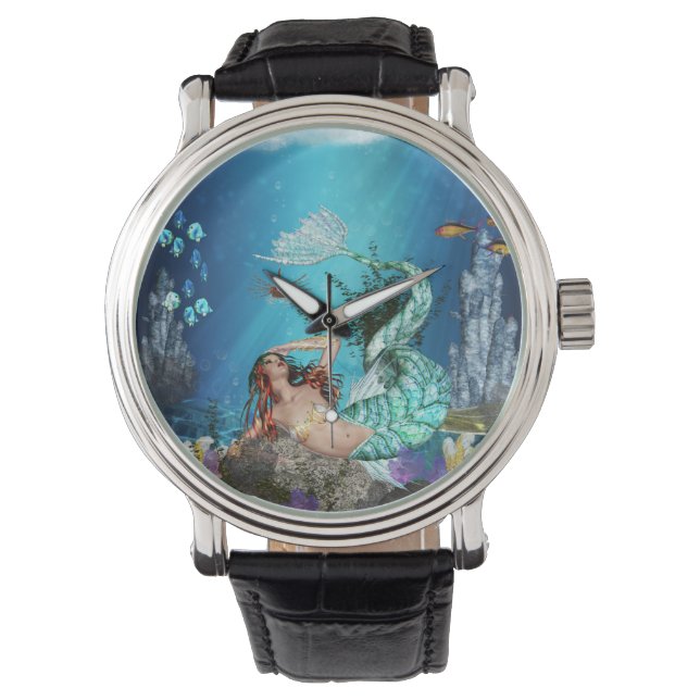 Mermaid With Fish Wrist Watch (Front)