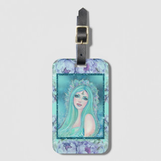 Mermaid with flowers art by Renee Lavoie Luggage Tag