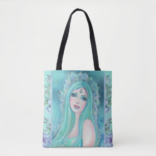 Mermaid with flowers art by Renee Lavoie  Tote Bag