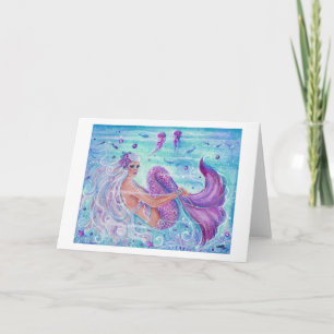 Mermaid with jellyfish art by Renee Lavoie Card