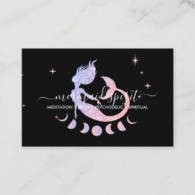 Mermaid with moons pastel colour business card (Front)