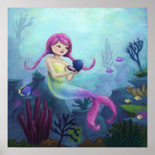 Mermaid with Pearl Poster