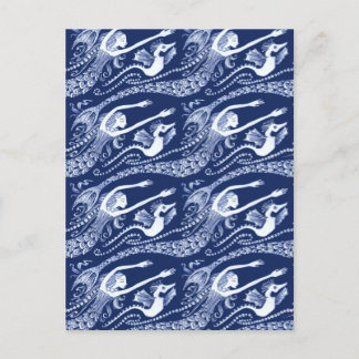 Mermaid with Pearls and Seahorse Postcard