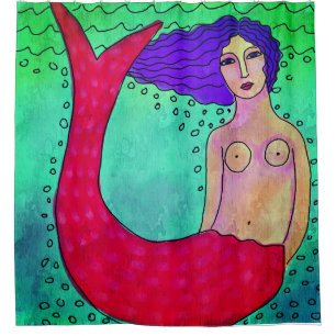 Mermaid with Purple Hair Abstract Art