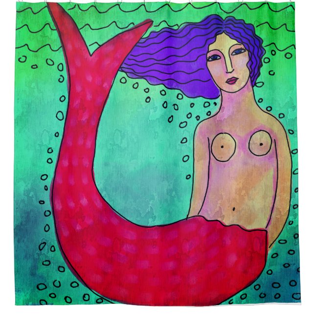 Mermaid with Purple Hair Abstract Art (Front)
