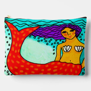 Mermaid with Purple Hair Abstract Art Accessory Pouch