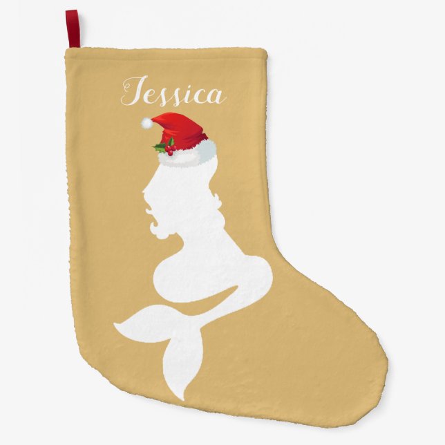 Mermaid with Santa Hat Stocking (Front)