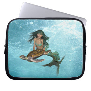Mermaid with Sea Turtle Laptop Sleeve