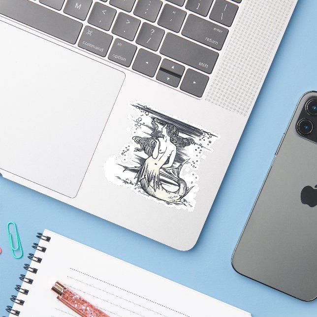 Mermaid with Seahorse (Laptop w/ iPhone)