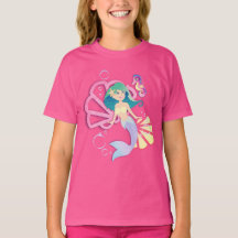 Mermaid with Seahorse Friend T-Shirt