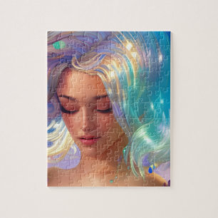 Mermaid with Shimmering Hair Jigsaw Puzzle