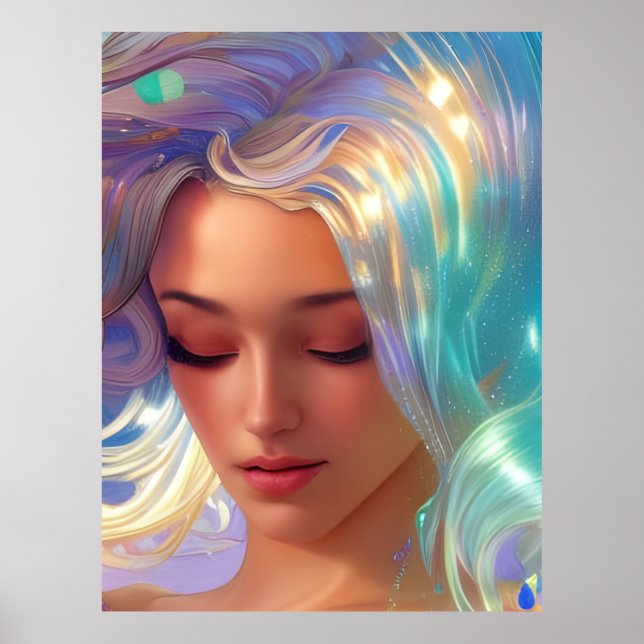 Mermaid with Shimmering Hair Poster (Front)
