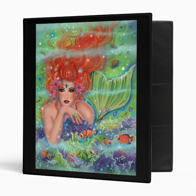 Mermaid with tropical fish art by Renee Lavoie   Binder (Front/Inside)