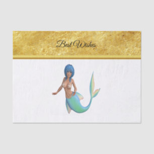 Mermaid with turquoise hair and tail tissue paper