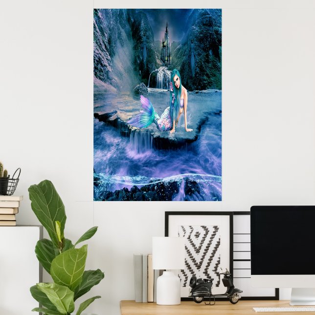 Mermaid with turquoise hair poster (Home Office)