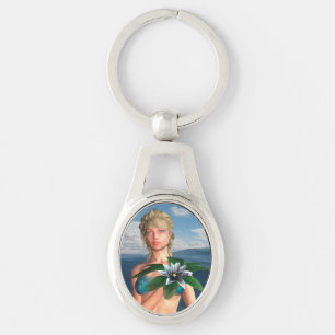 Mermaid with Water Lily Flower Keychain