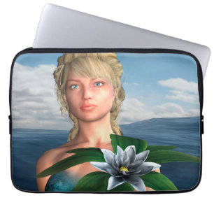 Mermaid with Water Lily Flower Laptop Sleeve