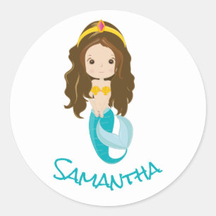 Mermaid Yellow Classic Round Sticker