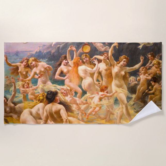 Mermaids and Angels Dancing Beach Towel (Front)