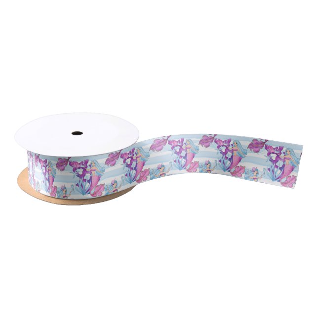 Mermaids and coral pattern party ribbon satin ribbon (Spool)