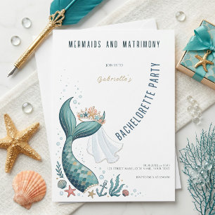 Mermaids and Matrimony Sea Bachelorette Party  Invitation