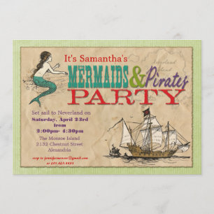 Mermaids and Pirates Party Invitation