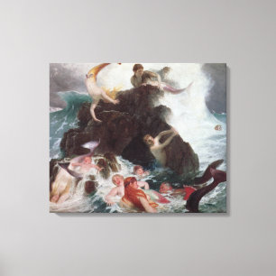 Mermaids at Play, 1886 (oil on canvas) Canvas Print