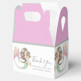 MERMAIDS BABY SHOWER UNDER THE SEA PINK FAVOR BOX