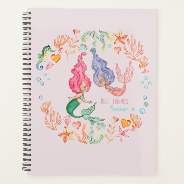 Mermaids Best Friends Forever BFF Personalized Planner (Front)