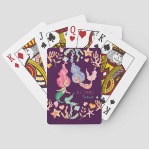 Mermaids Best Friends Forever BFF Personalized Playing Cards