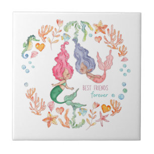 Mermaids Best Friends Forever BFF Personalized Tile
