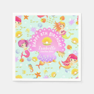 Mermaids Blue  Napkin