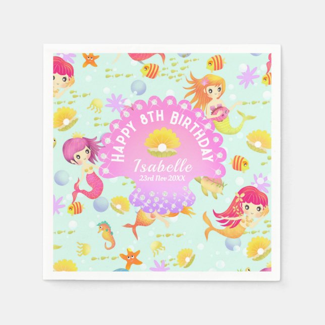 Mermaids Blue  Napkin (Front)