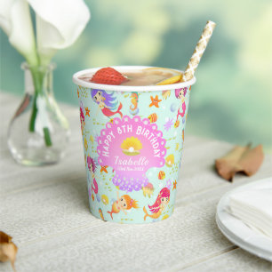 Mermaids Blue Paper Cups