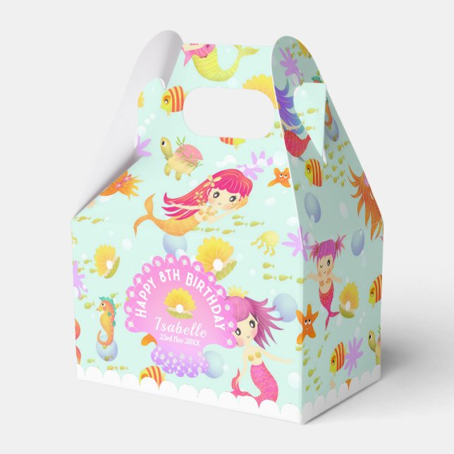 Mermaids Blue Tent Favor Box (Front Side)
