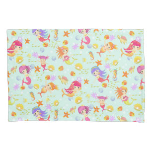 Mermaids Blue with Gingham Pillowcase