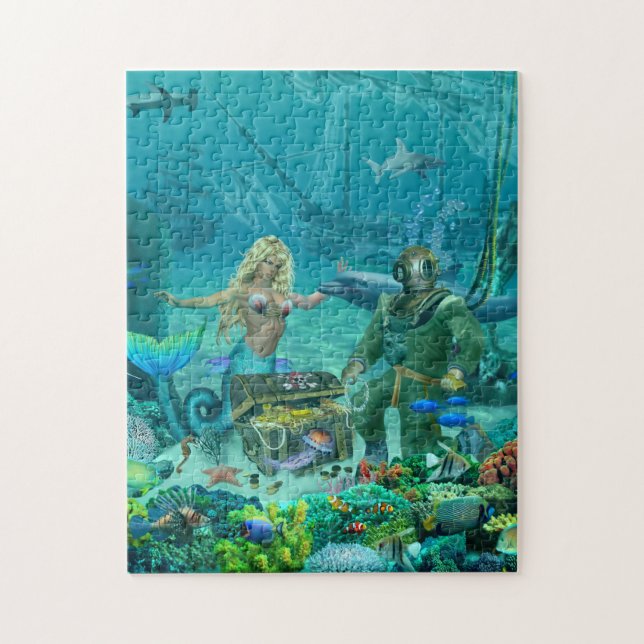 Mermaid's Coral Reef Treasure Jigsaw Puzzle (Vertical)