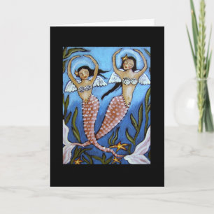 Mermaids Dance & Pray Blank Greeting Card