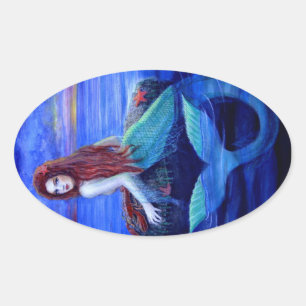 Mermaid's Dinner Oval Sticker