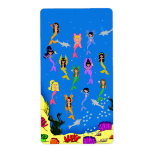Mermaids Dolphins Avery Label